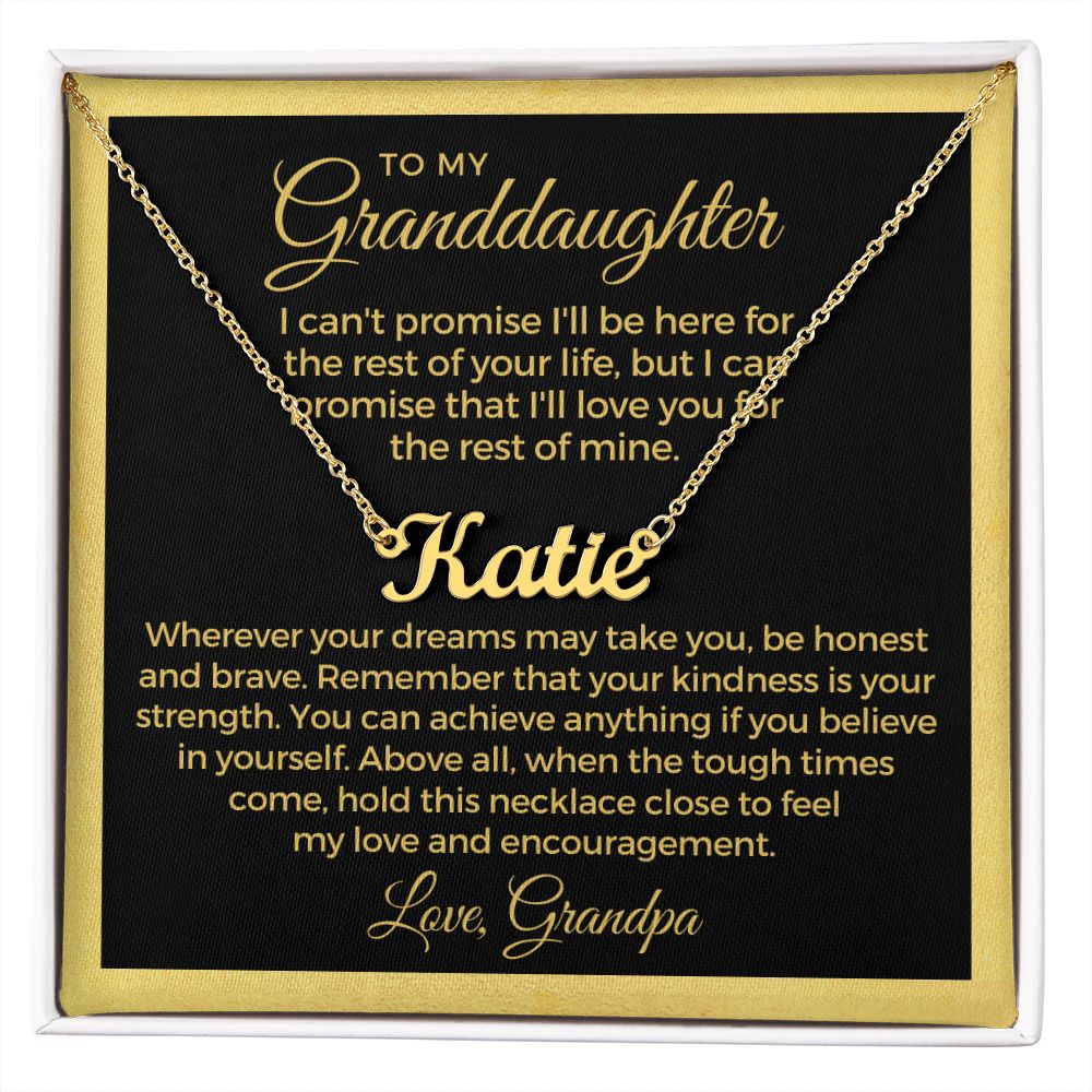 Personalized Granddaughter Gift From Grandpa  | My Promise Name Necklace 0690NNT15