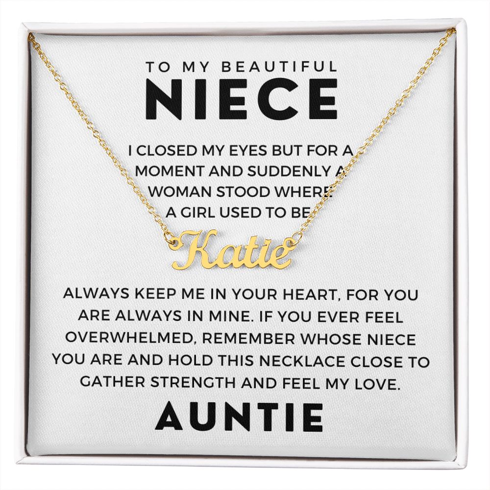 Personalized Niece Gift From Aunt | In My Heart Name Necklace  0631NNT9