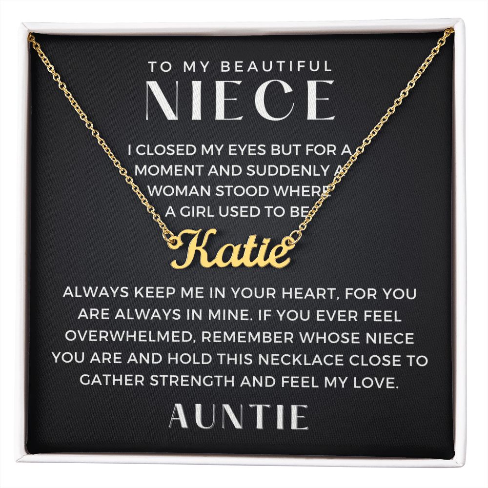 Personalized Niece Gift From Aunt | In My Heart Name Necklace  0631NNT8