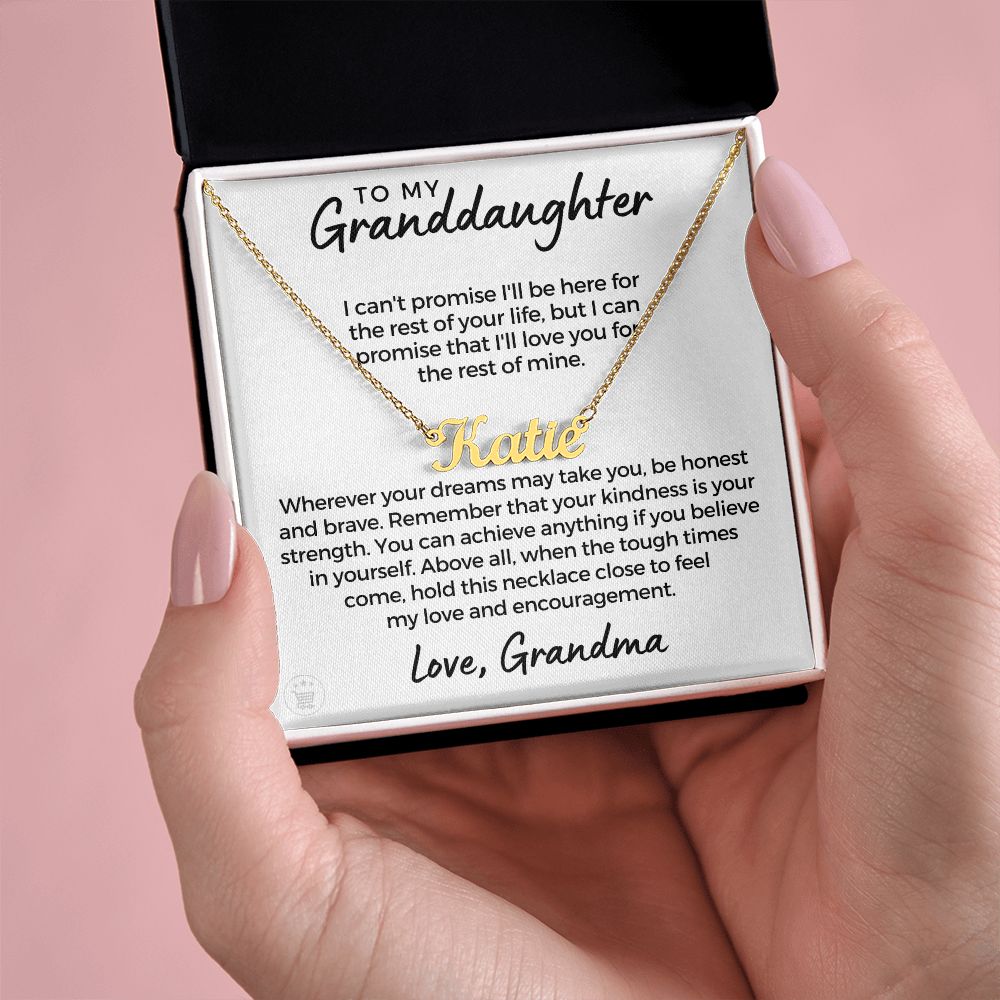 Personalized Granddaughter Gift From Grandma | My Promise Name Necklace  0546NNT2