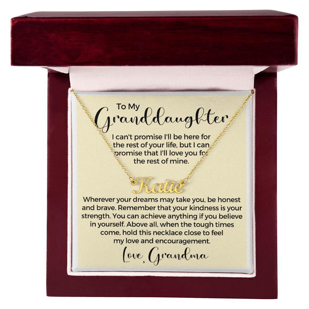 Personalized Granddaughter Gift From Grandma | My Promise Name Necklace  0546NNT16