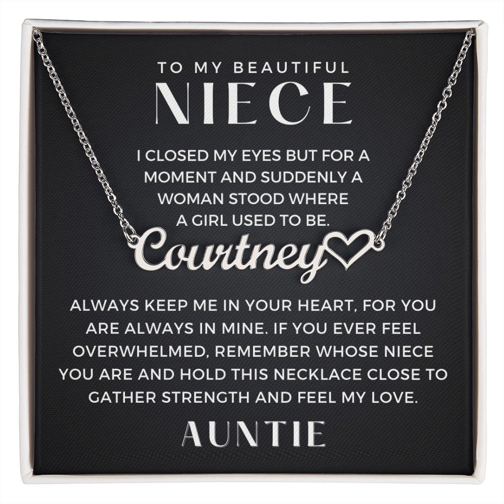 Personalized Niece Gift From Aunt | In My Heart Name Necklace  0631HNNT8