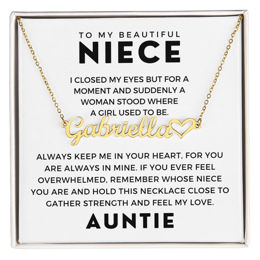 Personalized Niece Gift From Aunt | In My Heart Name Necklace  0631HNNT9