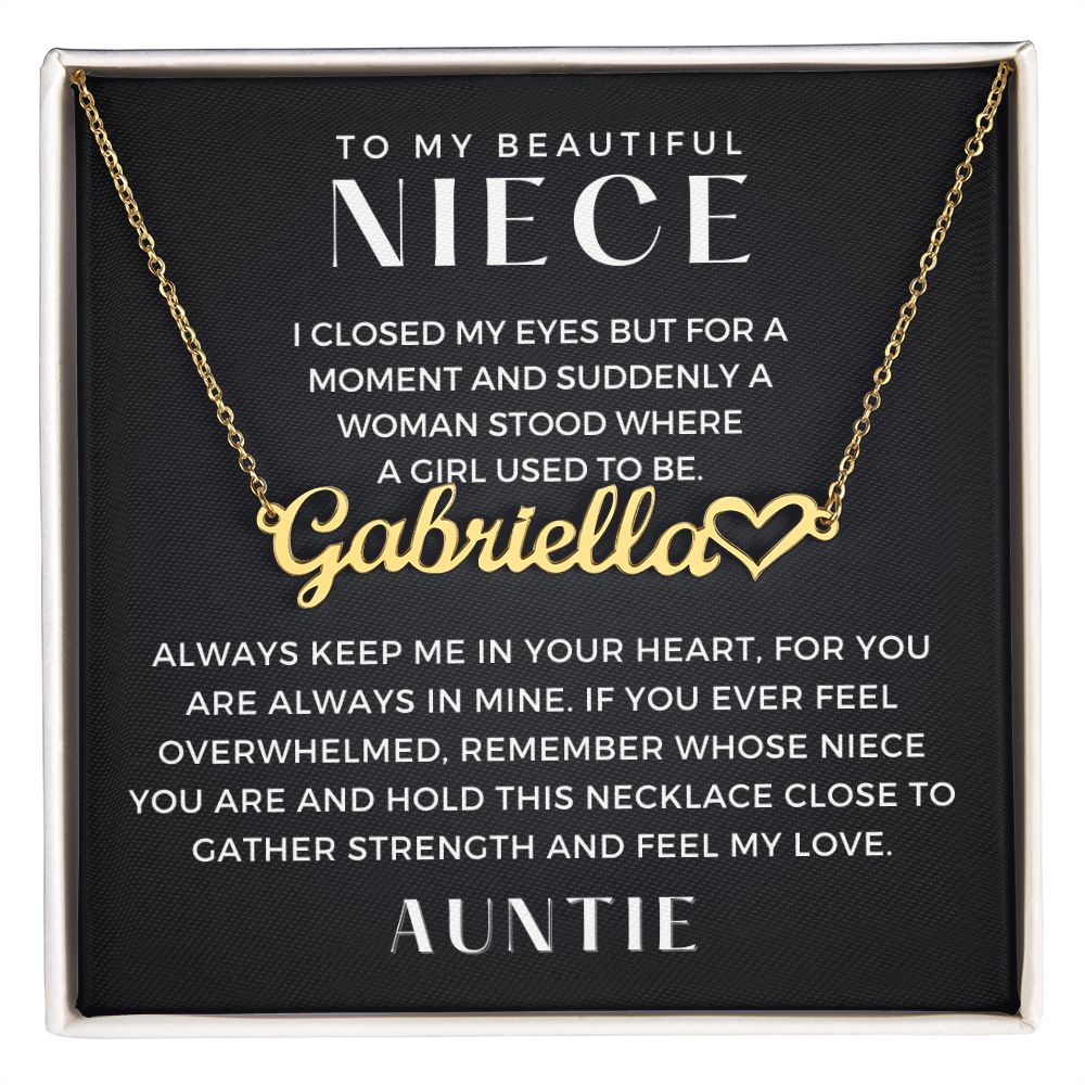 Personalized Niece Gift From Aunt | In My Heart Name Necklace  0631HNNT8