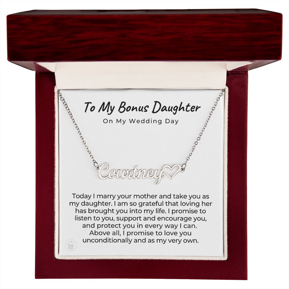 Personalized Stepdaughter Wedding Gift | Promise Name Necklace 0551HNNT16