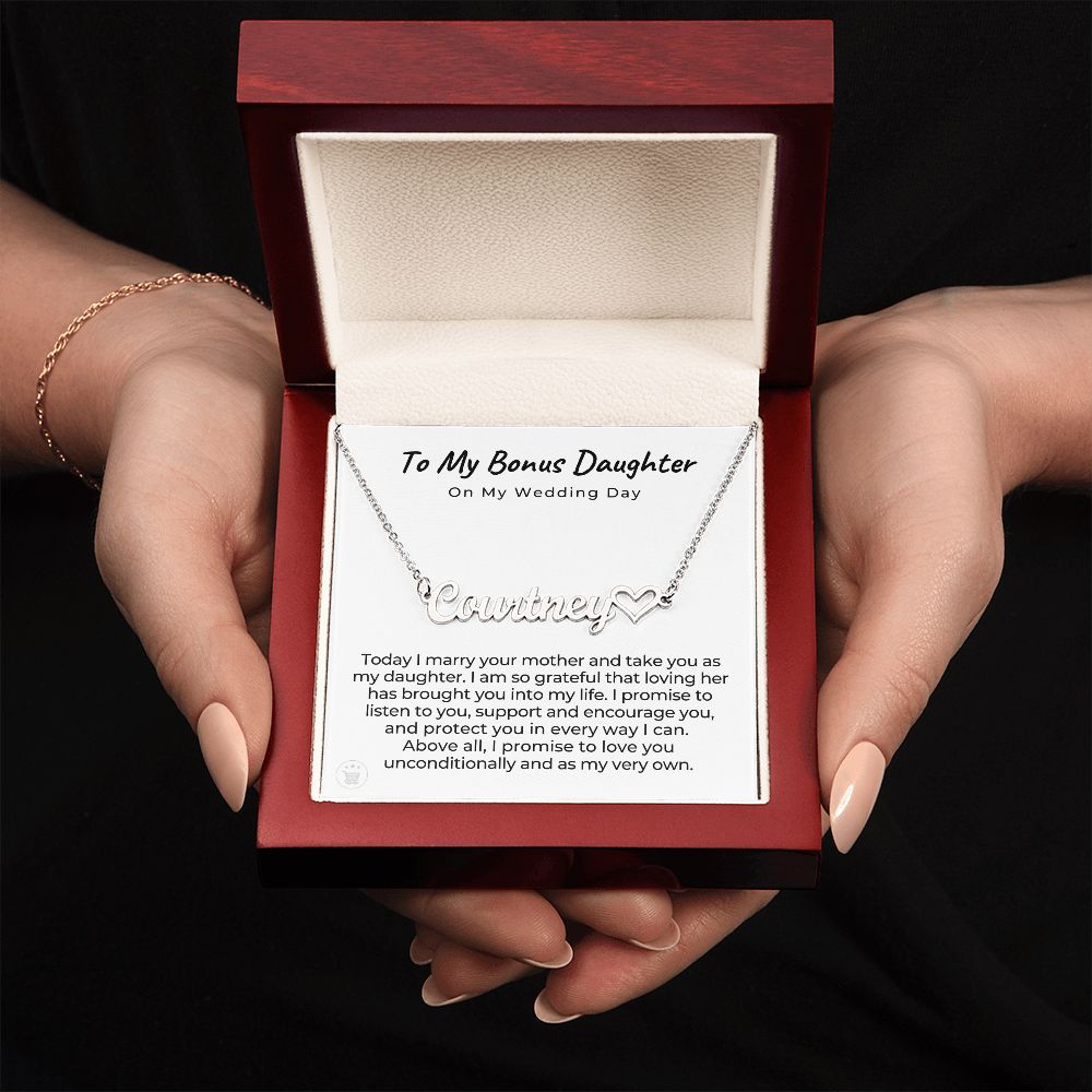 Personalized Stepdaughter Wedding Gift | Promise Name Necklace 0551HNNT16