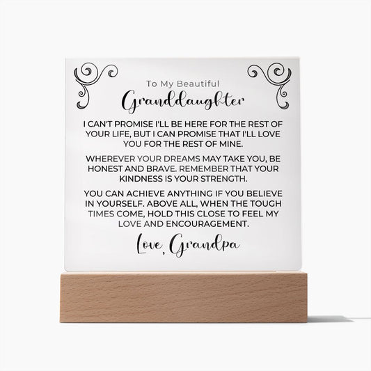 Gift for Granddaugher | My Promise Acrylic Plaque 690GP-ACS