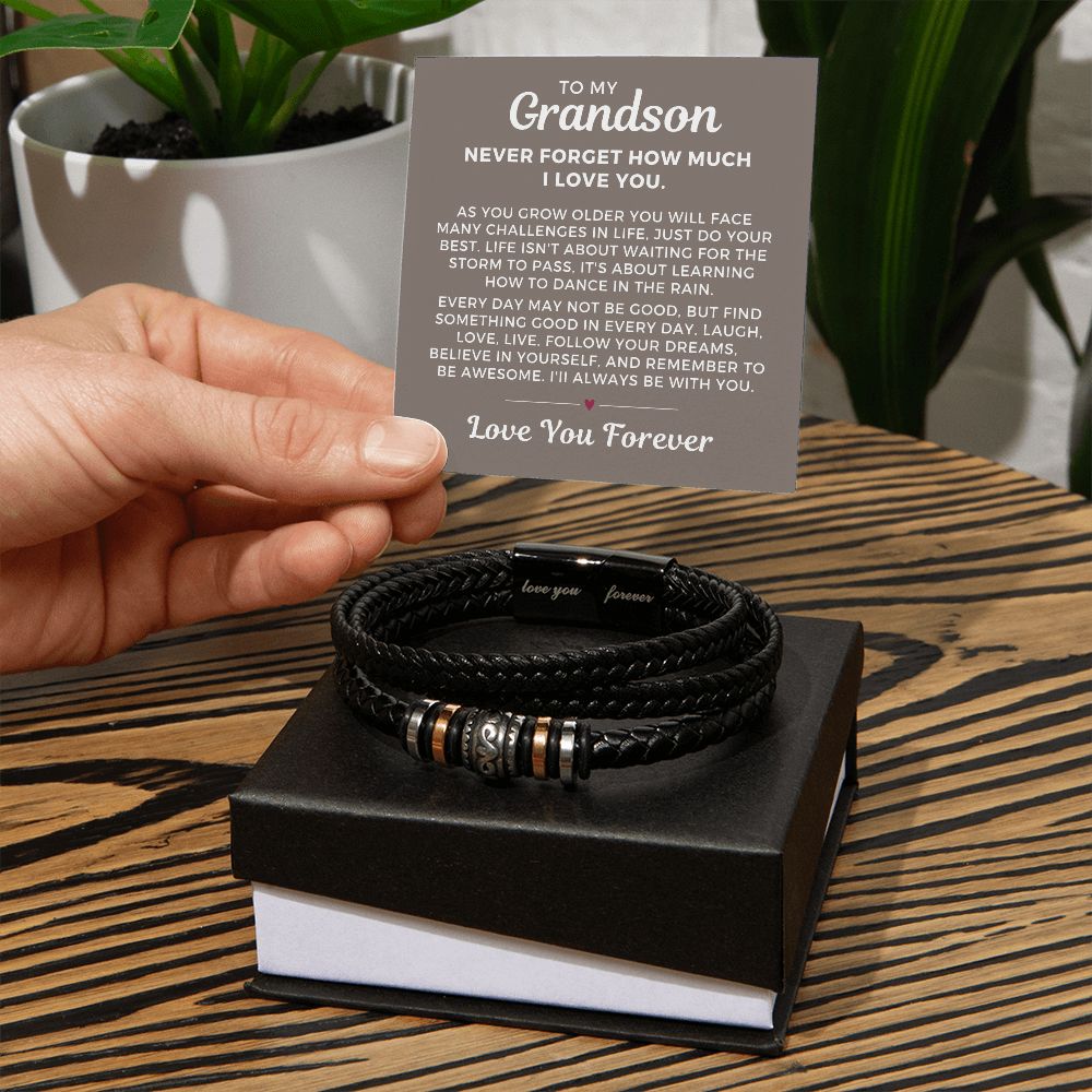 Gift For Grandson From Grandma | Forever Leather Bracelet 0866BT4