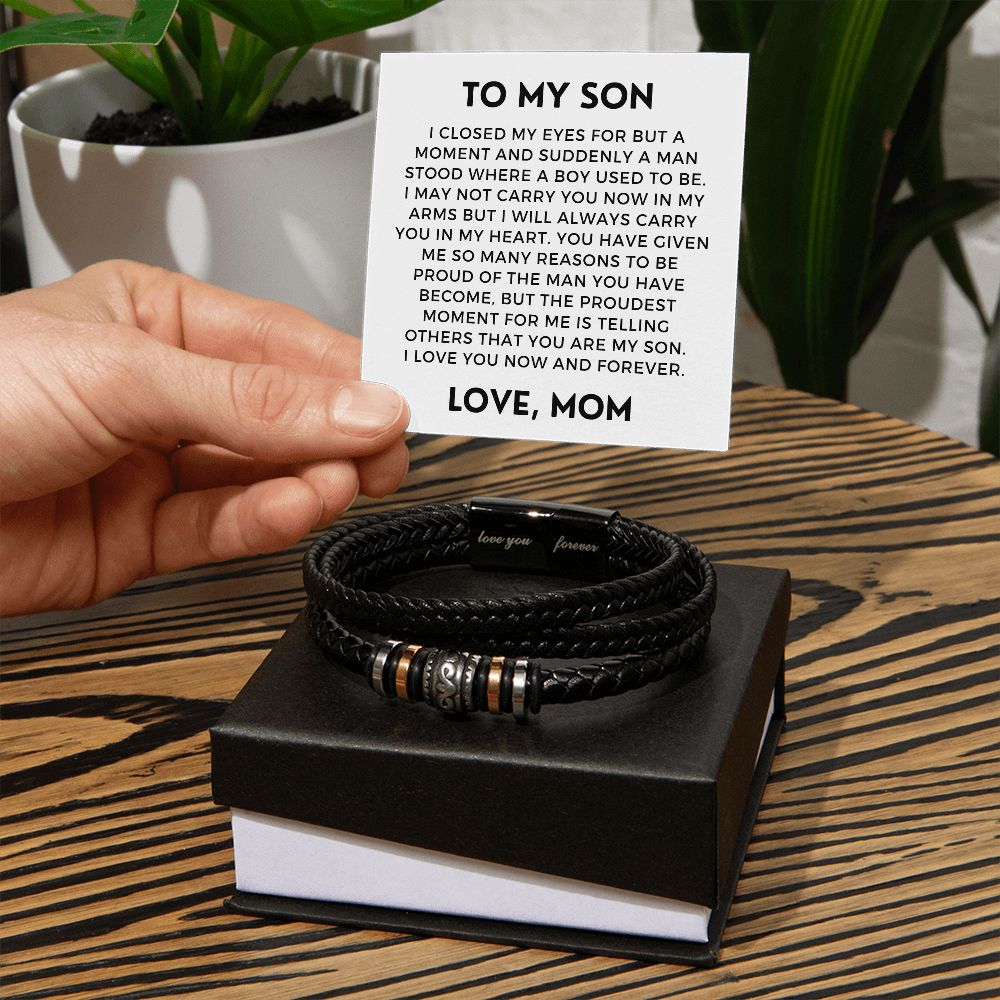 Gift For Son From Mom | Proudest Leather Bracelet 0859BT1