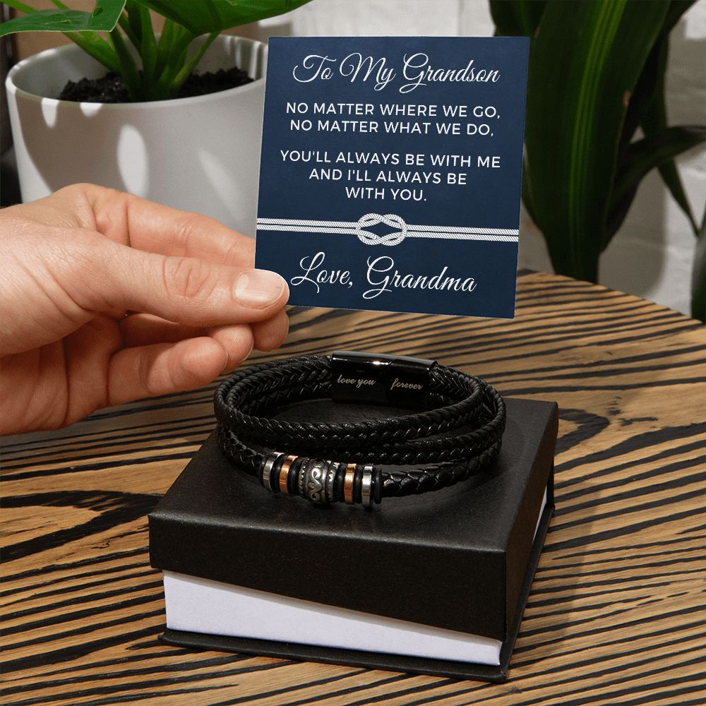 Gift For Grandson From Grandma | Always Leather Bracelet 0869BT3