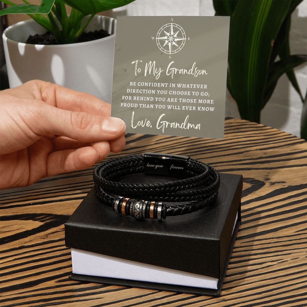 Gift For Grandson From Grandma | Proud Leather Bracelet 0857BT5