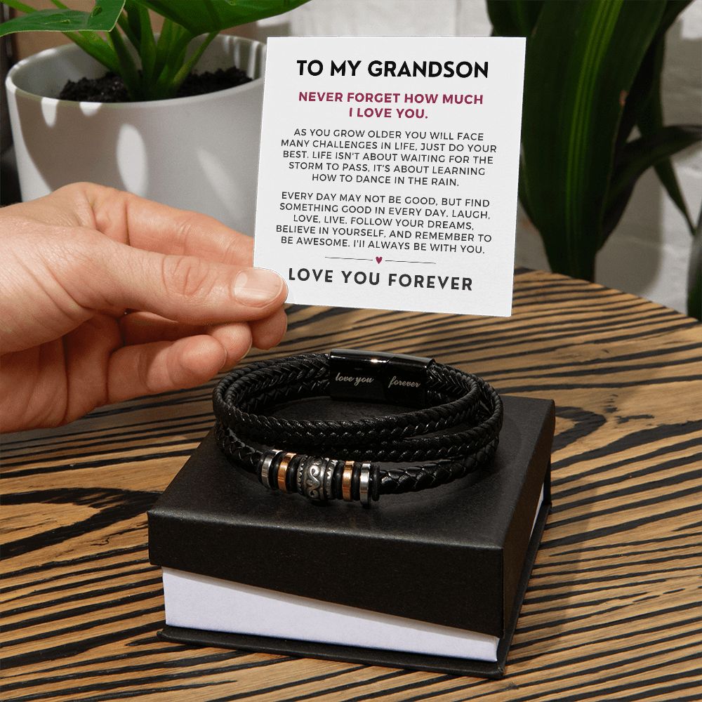 Gift For Grandson From Grandma | Forever Leather Bracelet 0866BT1