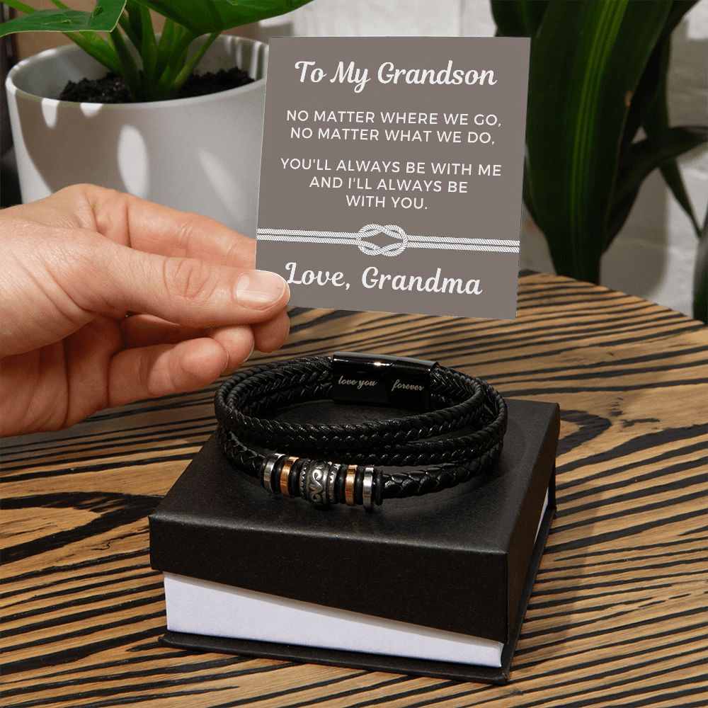 Gift For Grandson From Grandma | Always Leather Bracelet 0869BT4