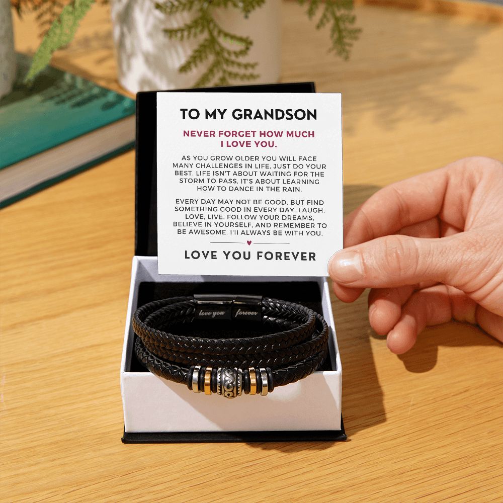 Gift For Grandson From Grandma | Forever Leather Bracelet 0866BT1