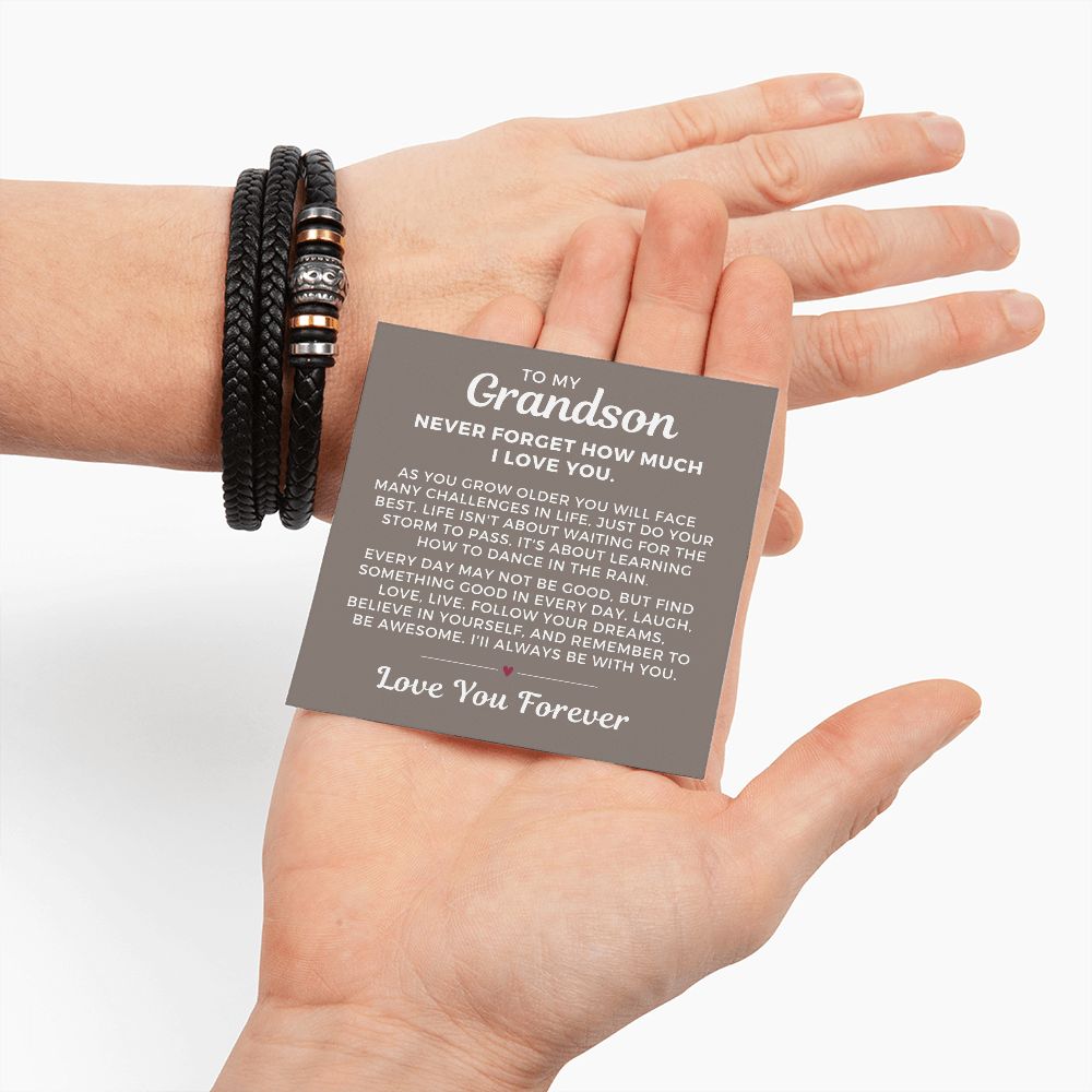 Gift For Grandson From Grandma | Forever Leather Bracelet 0866BT4