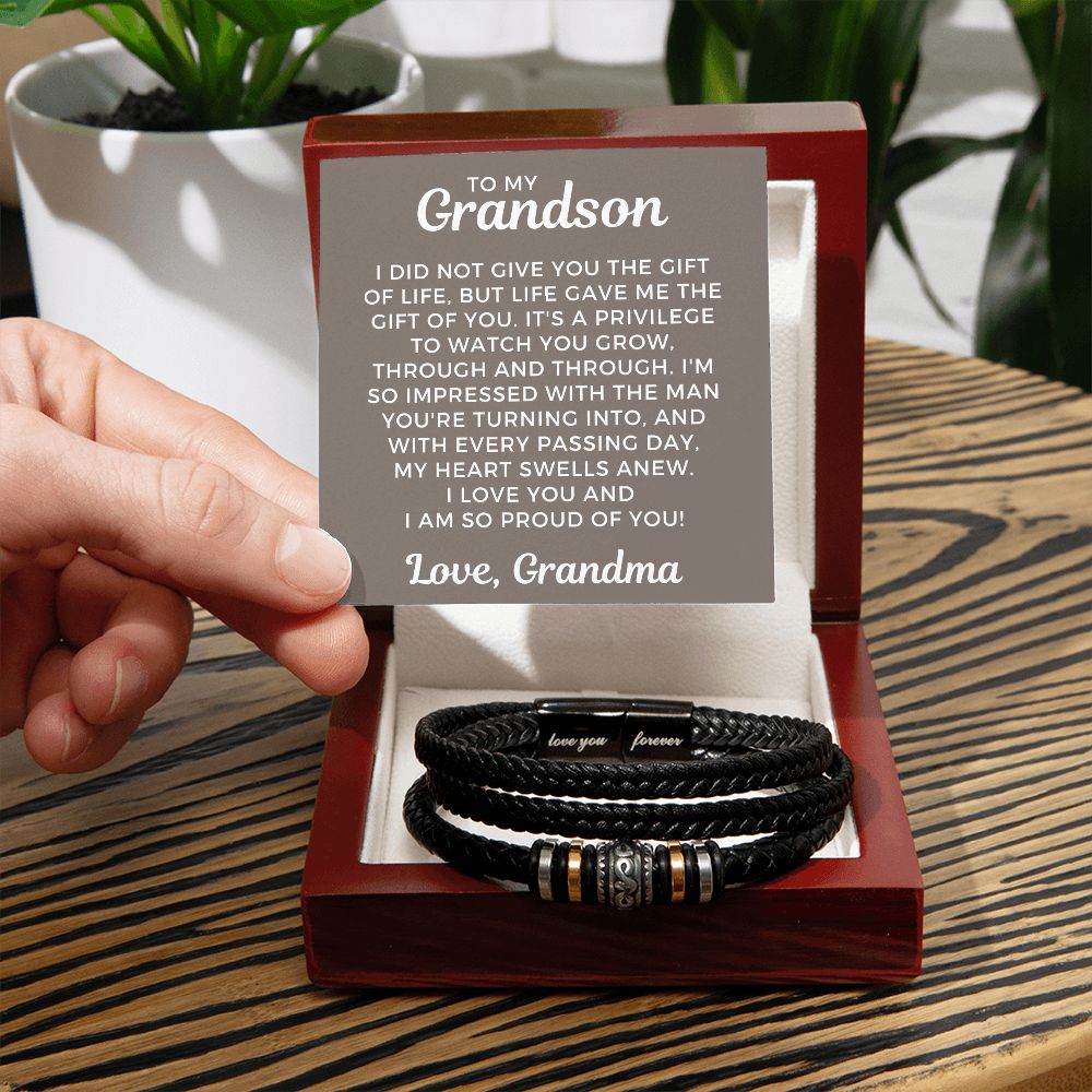 Gift For Grandson From Grandma | The Gift Leather Bracelet 0863BT4