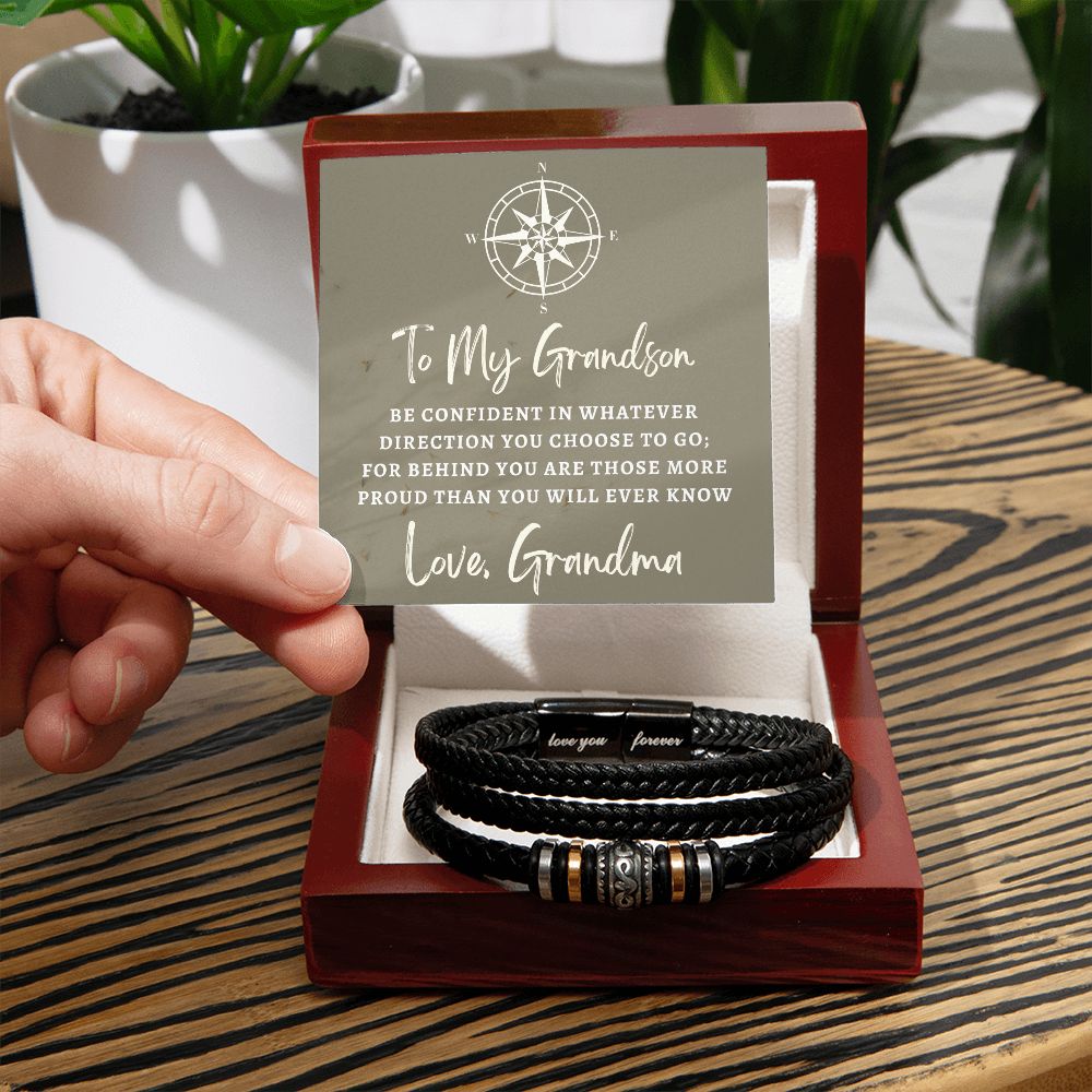 Gift For Grandson From Grandma | Proud Leather Bracelet 0857BT5