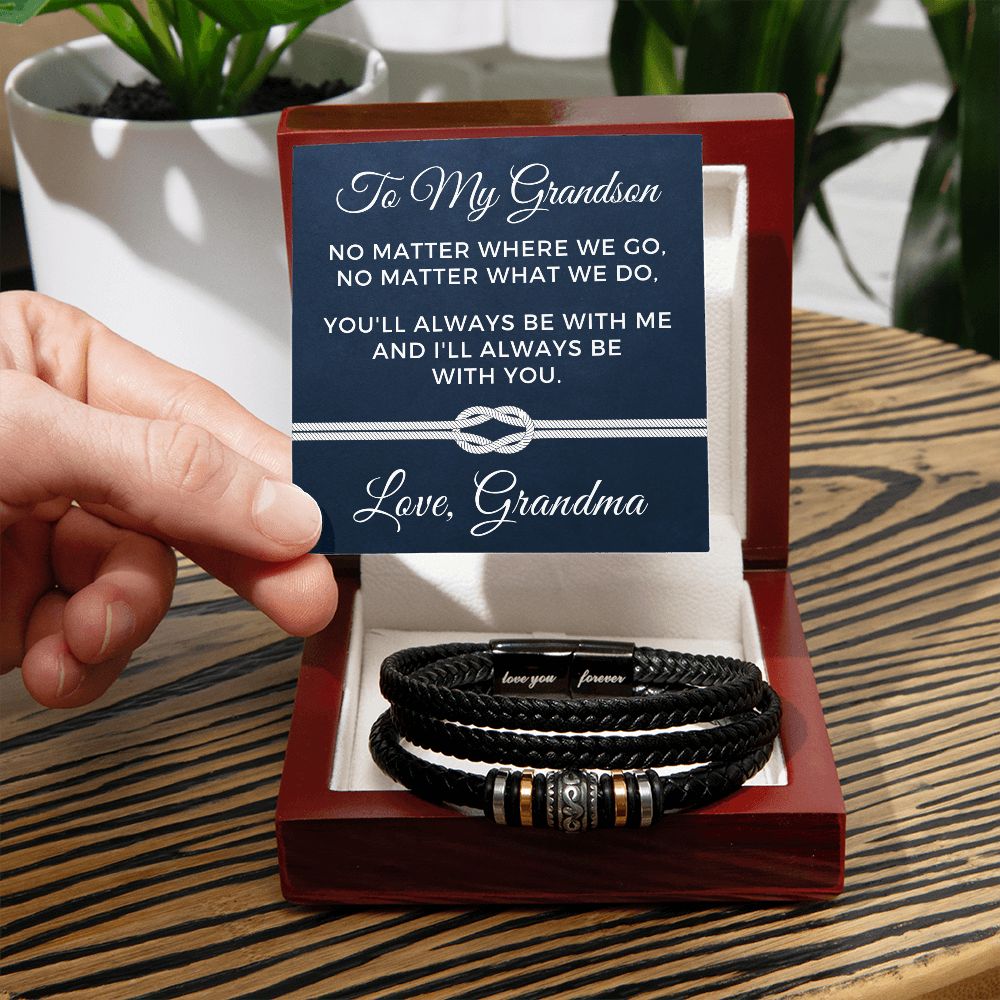 Gift For Grandson From Grandma | Always Leather Bracelet 0869BT3