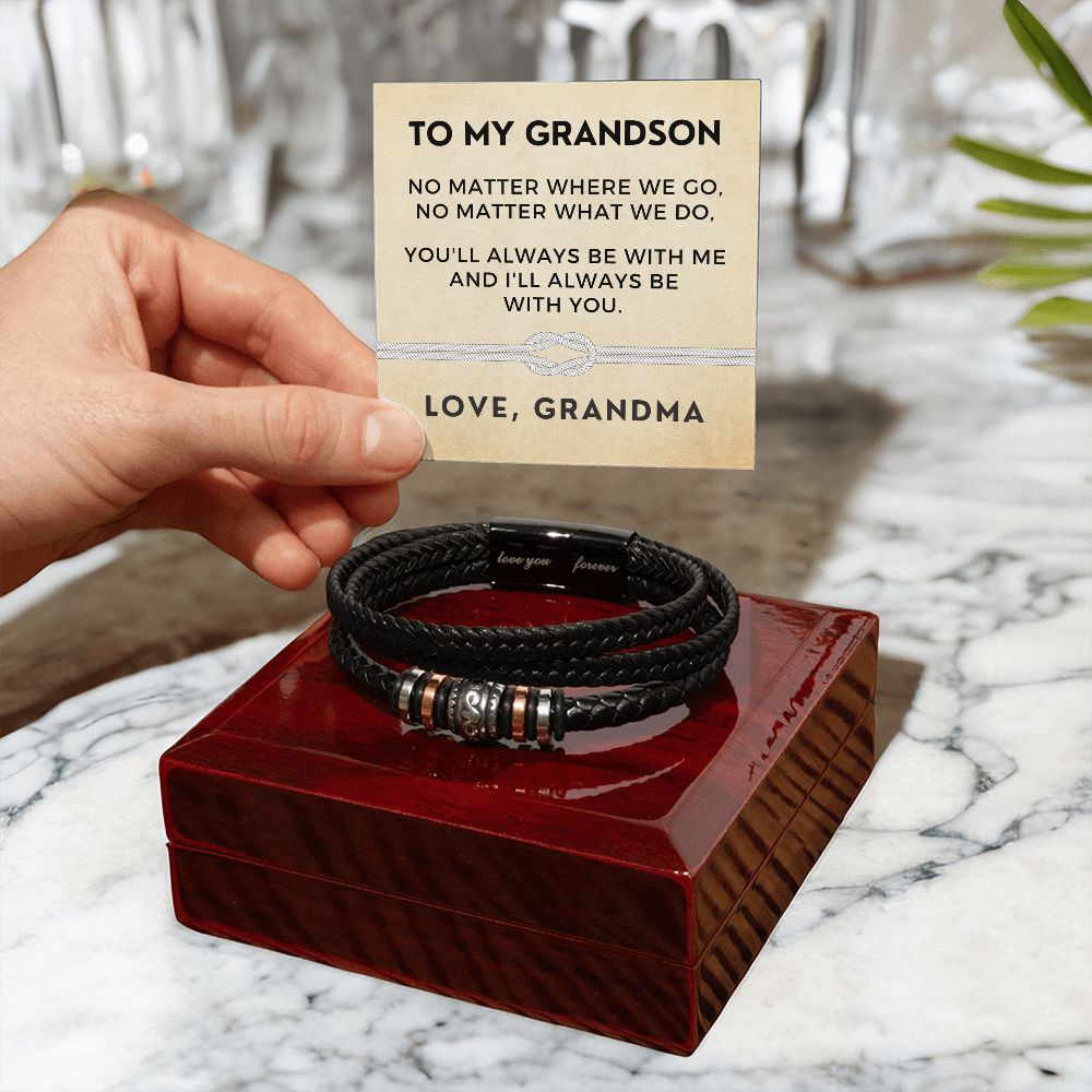 Gift For Grandson From Grandma | Always Leather Bracelet 0869BT1