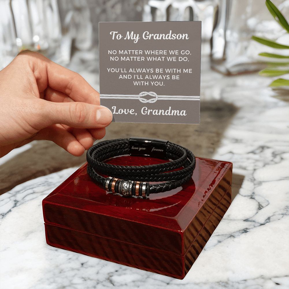 Gift For Grandson From Grandma | Always Leather Bracelet 0869BT4