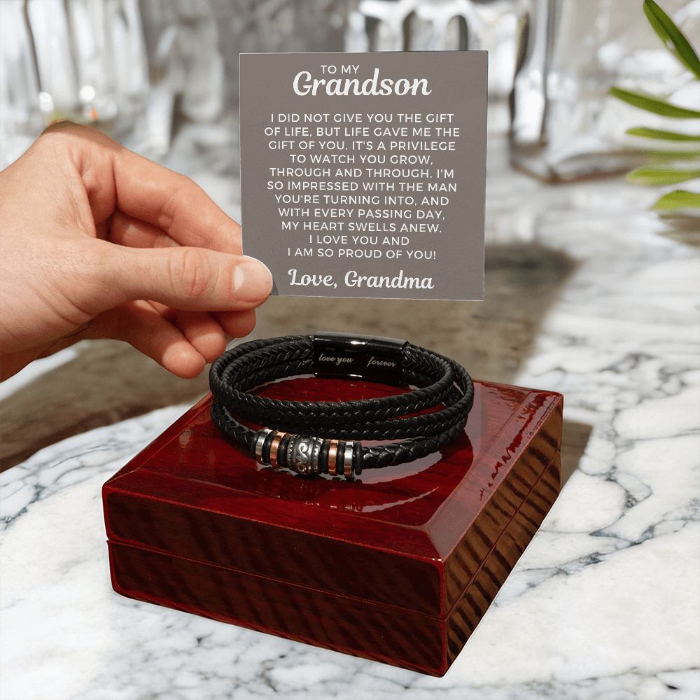 Gift For Grandson From Grandma | The Gift Leather Bracelet 0863BT4