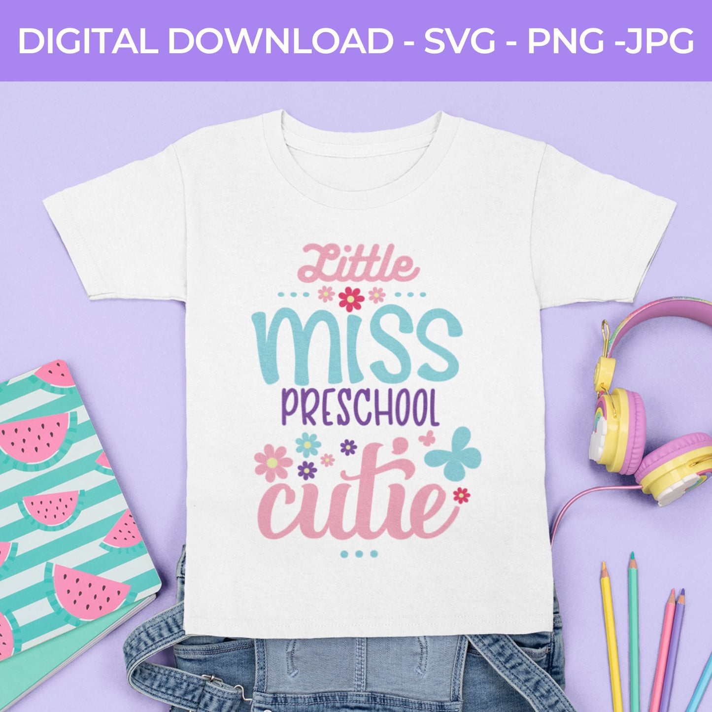 Back To School | Little Ms. Preschool  SVG, PNG, JPG Teacher School, Digital Download 068