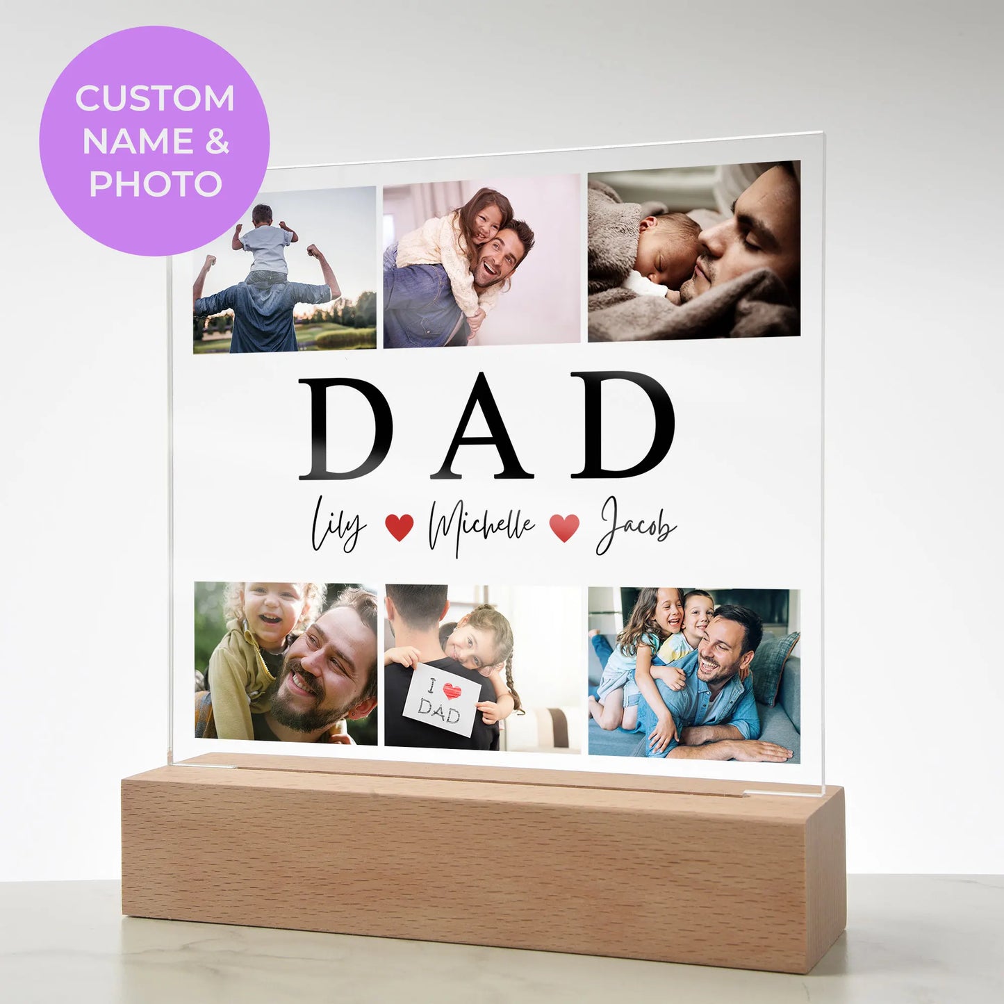 Personalized Gift For Dad| Custom Photo Collage Name and Image Upload Acrylic Plaque SA-01