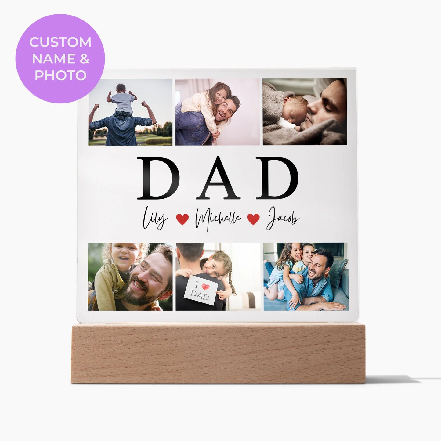 Personalized Gift For Dad| Custom Photo Collage Name and Image Upload Acrylic Plaque SA-01