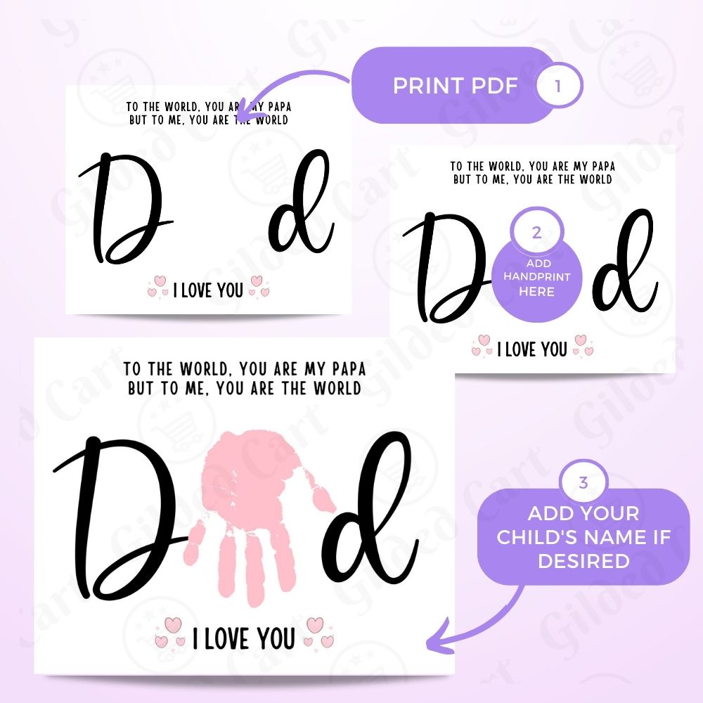 Printable Handprint Art |Father's Day Birthday Digital Download Gift for Dad Pap 046