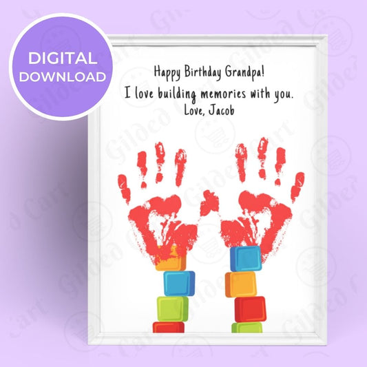 Printable Handprint Art |Birthday Digital Download Gift for Grandpa Pop Pop 027