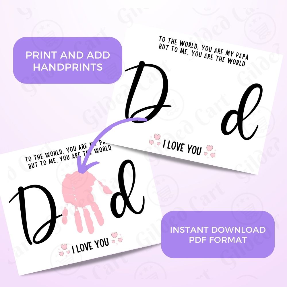 Printable Handprint Art |Father's Day Birthday Digital Download Gift for Dad Pap 046