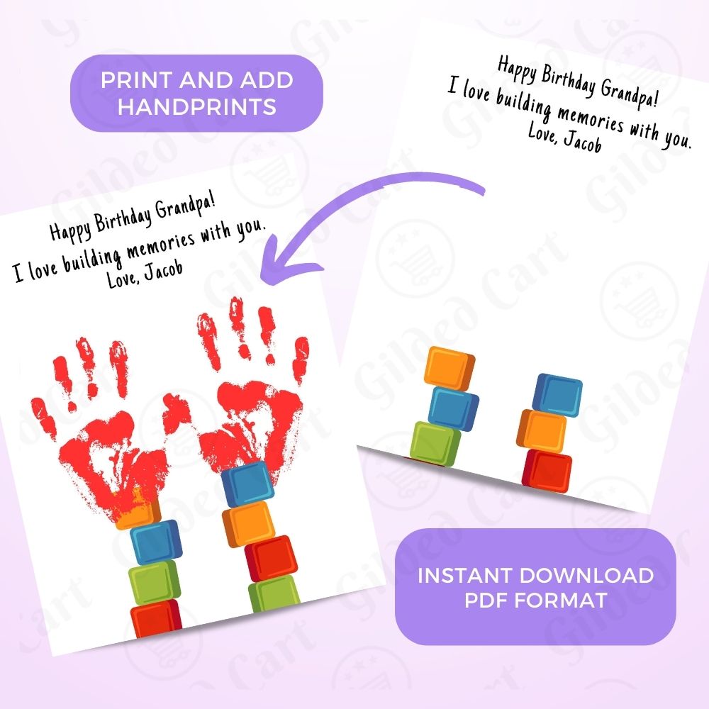 Printable Handprint Art |Birthday Digital Download Gift for Grandpa Pop Pop 027