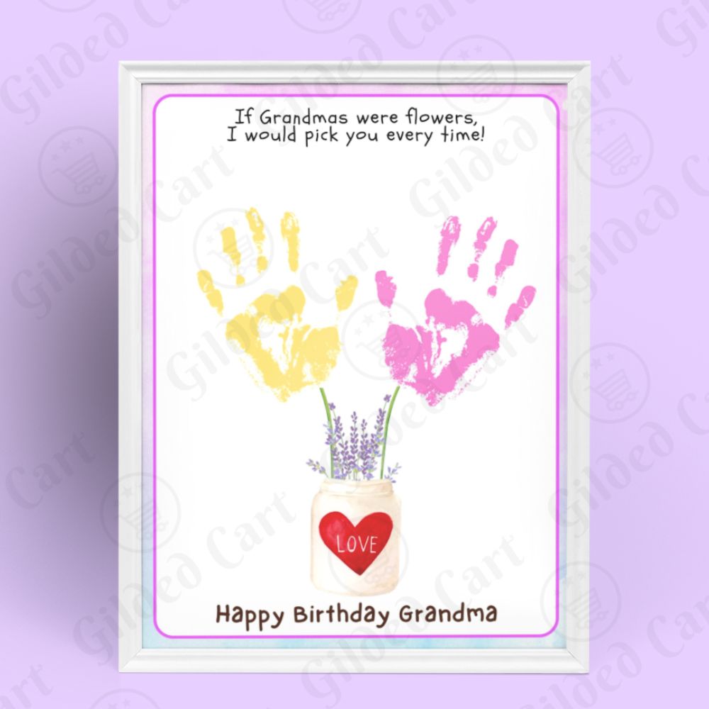 Printable Handprint Art | Birthday Digital Download Gift for Grandma 05