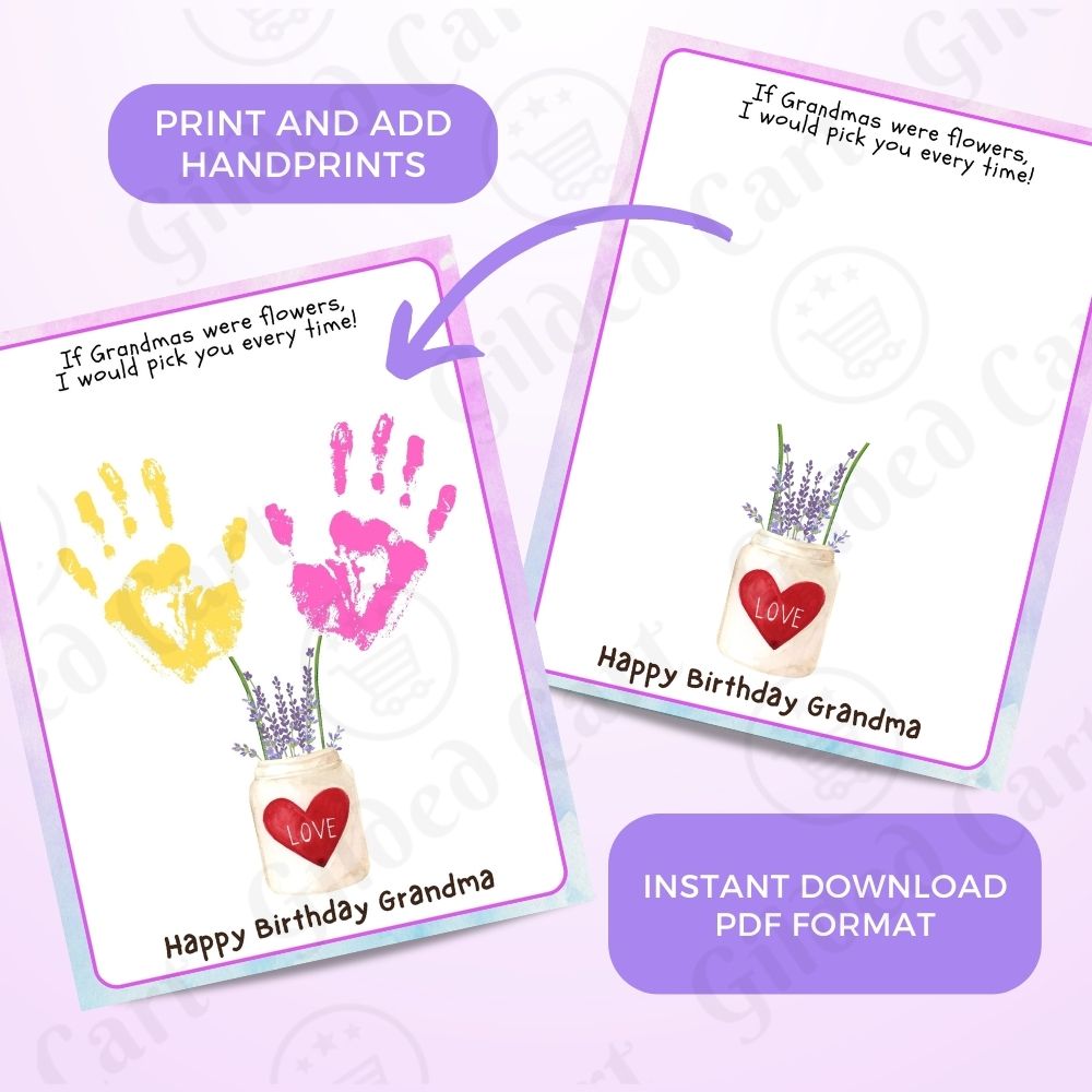 Printable Handprint Art | Birthday Digital Download Gift for Grandma 05