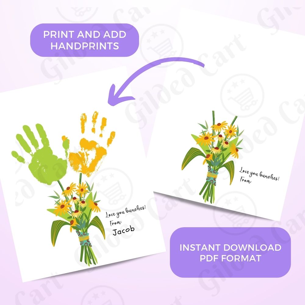 Printable Handprint Art | Mother's Day Birthday Digital Download Gift for Mom, Grandma, Nana, Gigi, Auntie 012