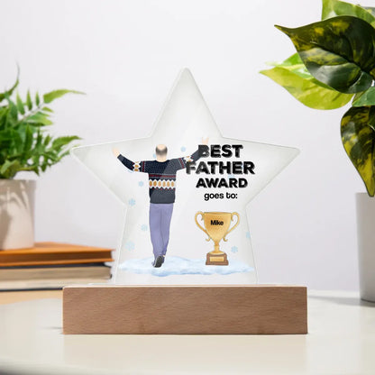 Personalized Gift For Dad | Custom Acrylic Star Plaque | Best Father Award STA-08