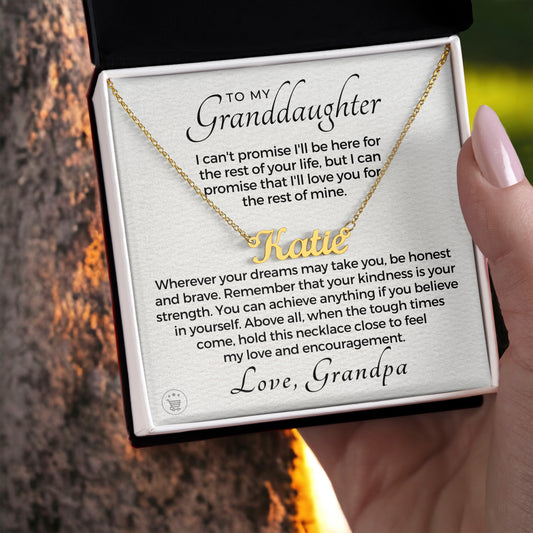 Personalized Granddaughter Gift From Grandpa  | My Promise Name Necklace 0690NNT8