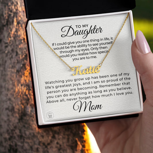 Personalized Daughter Gift From Mom | Believe Name Necklace 0576NNT5