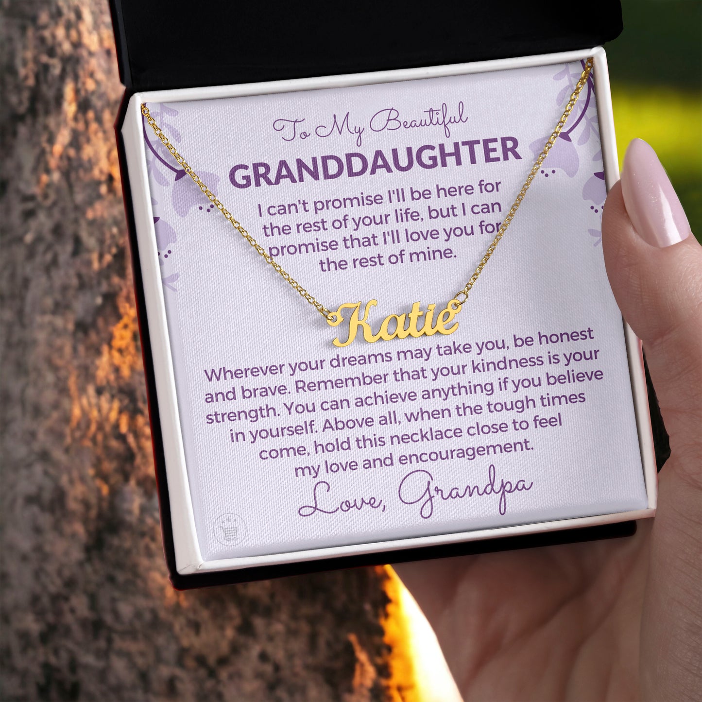 Personalized Granddaughter Gift From Grandpa  | My Promise Name Necklace 0690NNT7