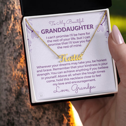 Personalized Granddaughter Gift From Grandpa  | My Promise Name Necklace 0690NNT7