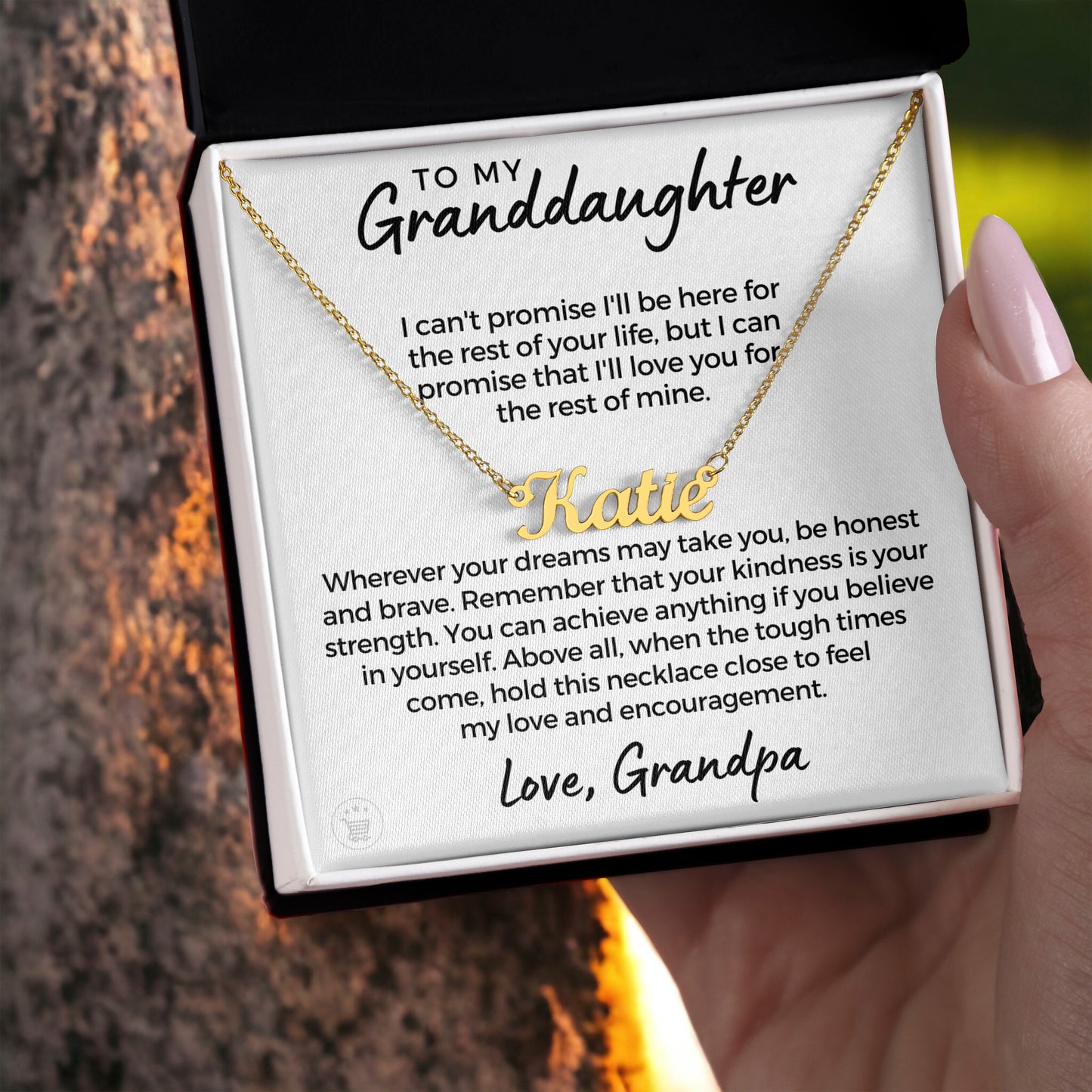 Personalized Granddaughter Gift From Grandpa  | My Promise Name Necklace 0690NNT20