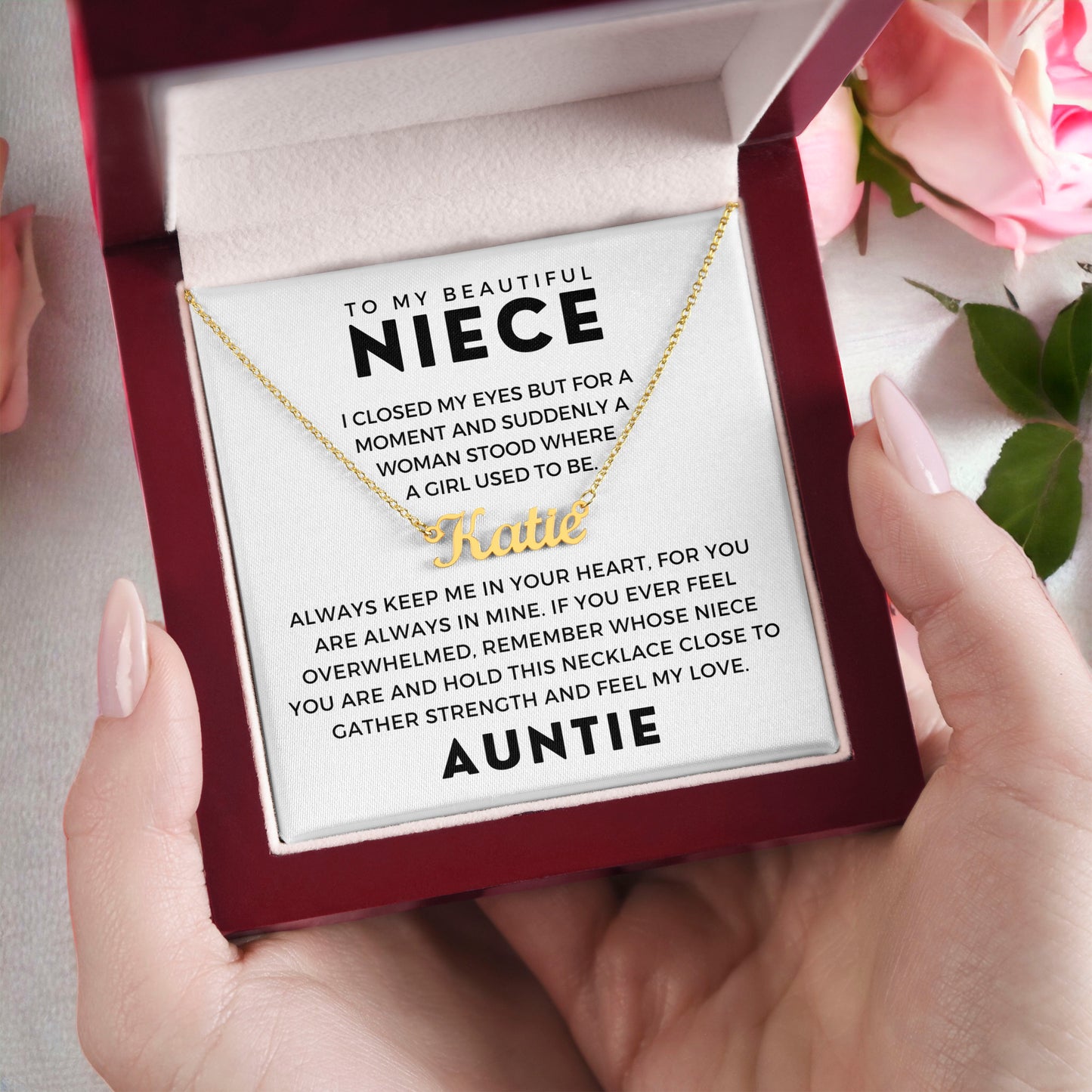 Personalized Niece Gift From Aunt | In My Heart Name Necklace  0631NNT9