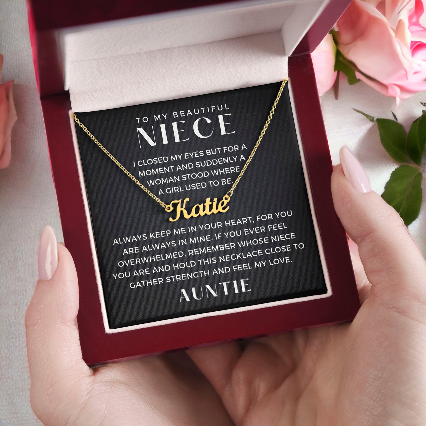 Personalized Niece Gift From Aunt | In My Heart Name Necklace  0631NNT8