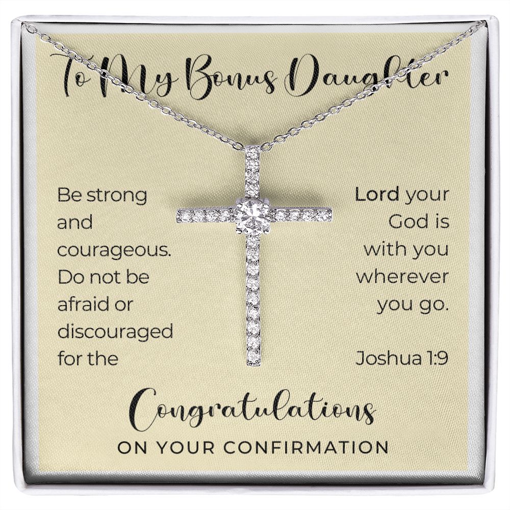 Confirmation Gift For Girl | Be Strong Cross Necklace 0823CN