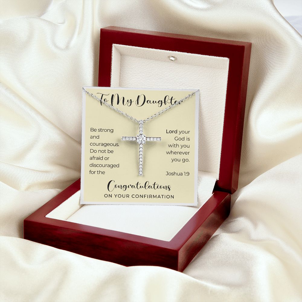 Confirmation Gift For Girl | Be Strong Cross Necklace 0820CN