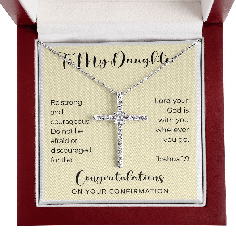 Confirmation Gift For Girl | Be Strong Cross Necklace 0820CN