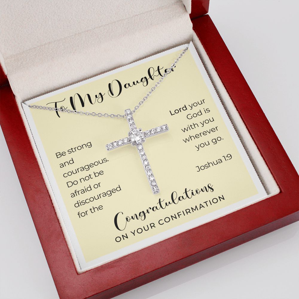 Confirmation Gift For Girl | Be Strong Cross Necklace 0820CN