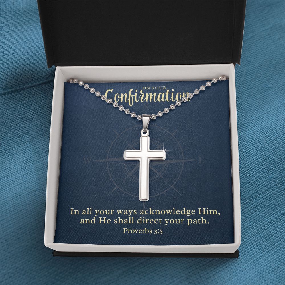 Confirmation Gift For Boy | Your Path Cross Necklace 0797T1CN