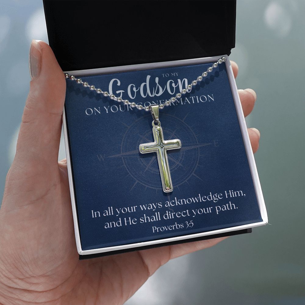 Confirmation Gift For Boy | Your Path Cross Necklace 0798CN