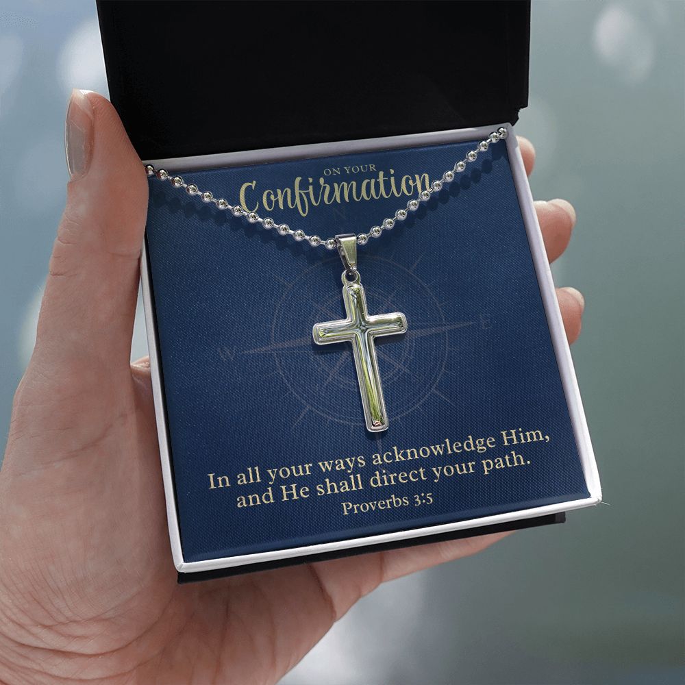 Confirmation Gift For Boy | Your Path Cross Necklace 0797T1CN
